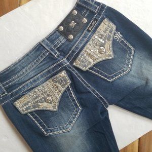 Miss Me Jeans Signature Boot Cut Embellished Flap Pockets 30